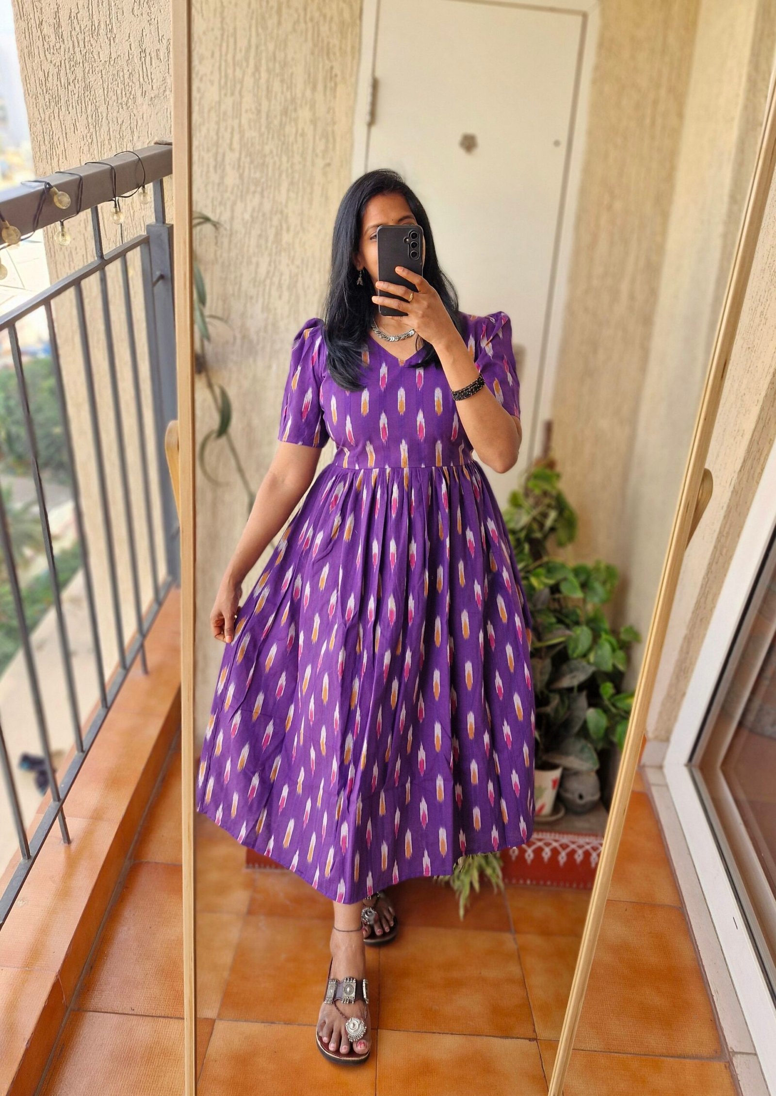 Purple Ikkath dress - Image 4
