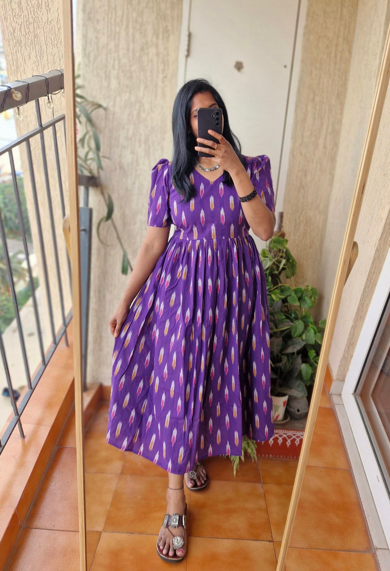 Purple Ikkath dress - Image 3