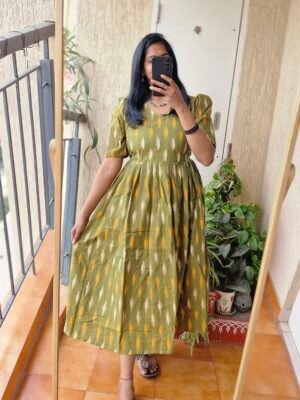 Mustard Green Ikkath dress.