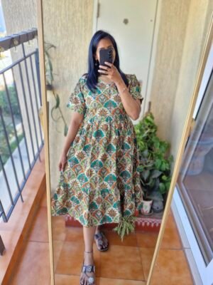 Green multi kalamkaari kurti dress