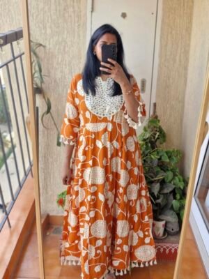 Plus Size Rust orange solid Rayon Mirror dress.