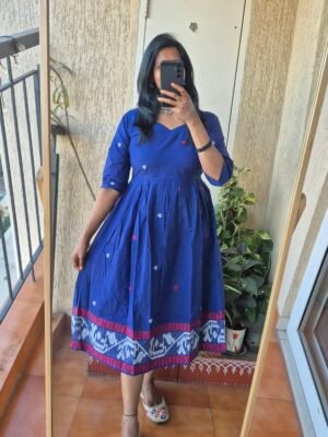 Blue Jamdhaani cotton dresss.