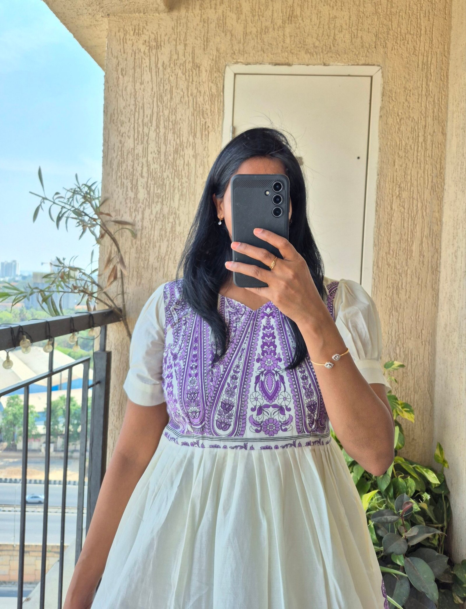 Ivory Purple Paisley cotton dress. - Image 5