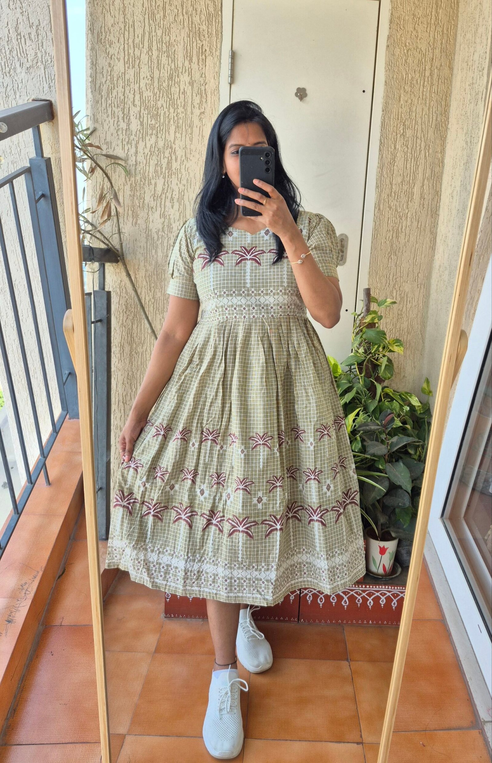 Pista Green vintage cotton dress.