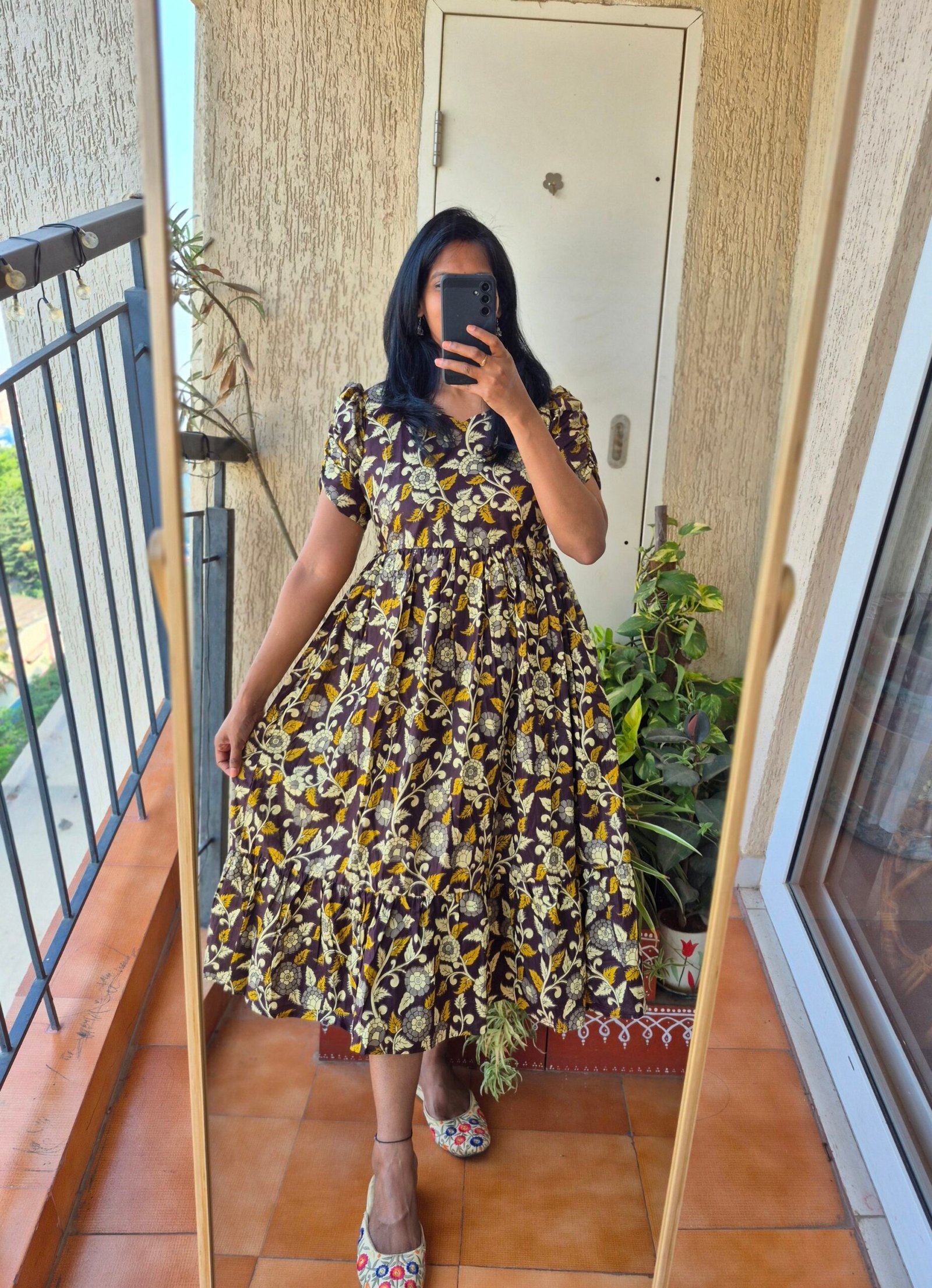 Brown Kalamkari print cotton dress. - Image 2