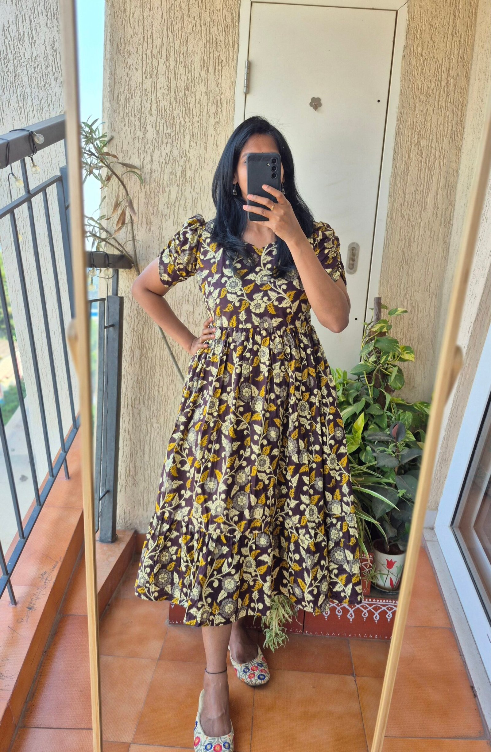 Brown Kalamkari print cotton dress. - Image 3