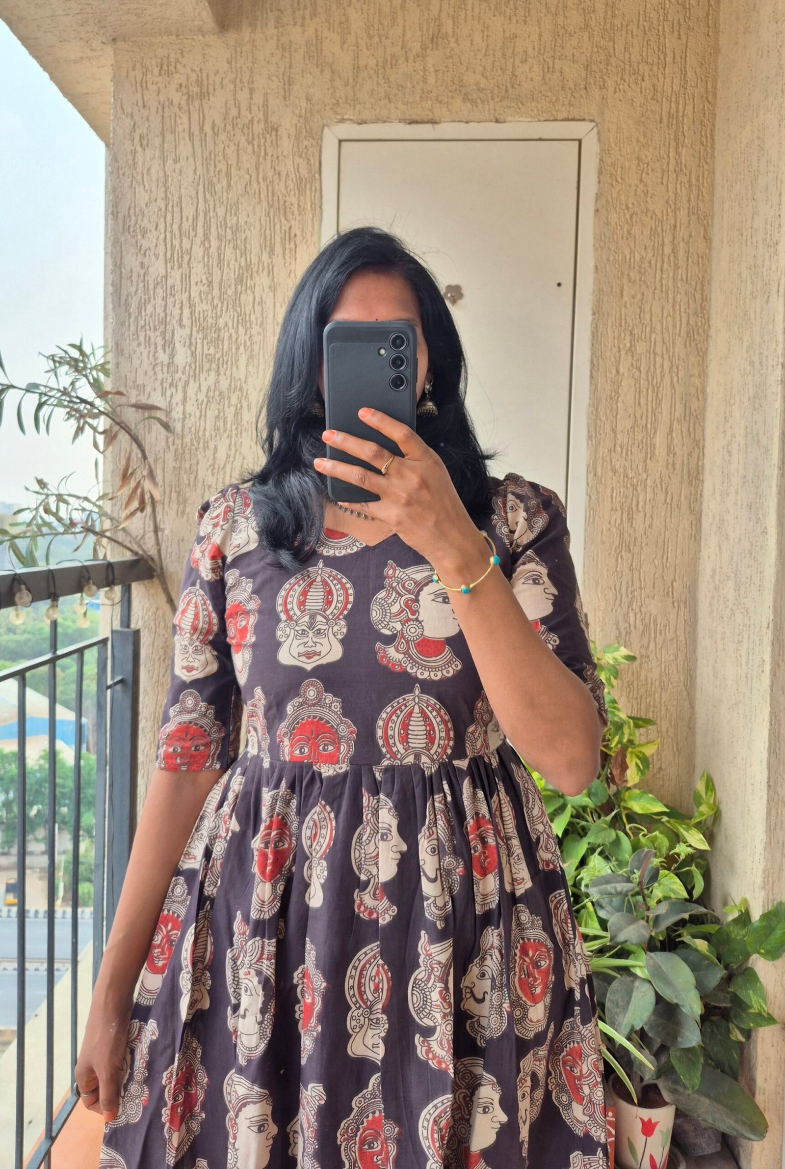Black Kathakali cotton dress. - Image 4