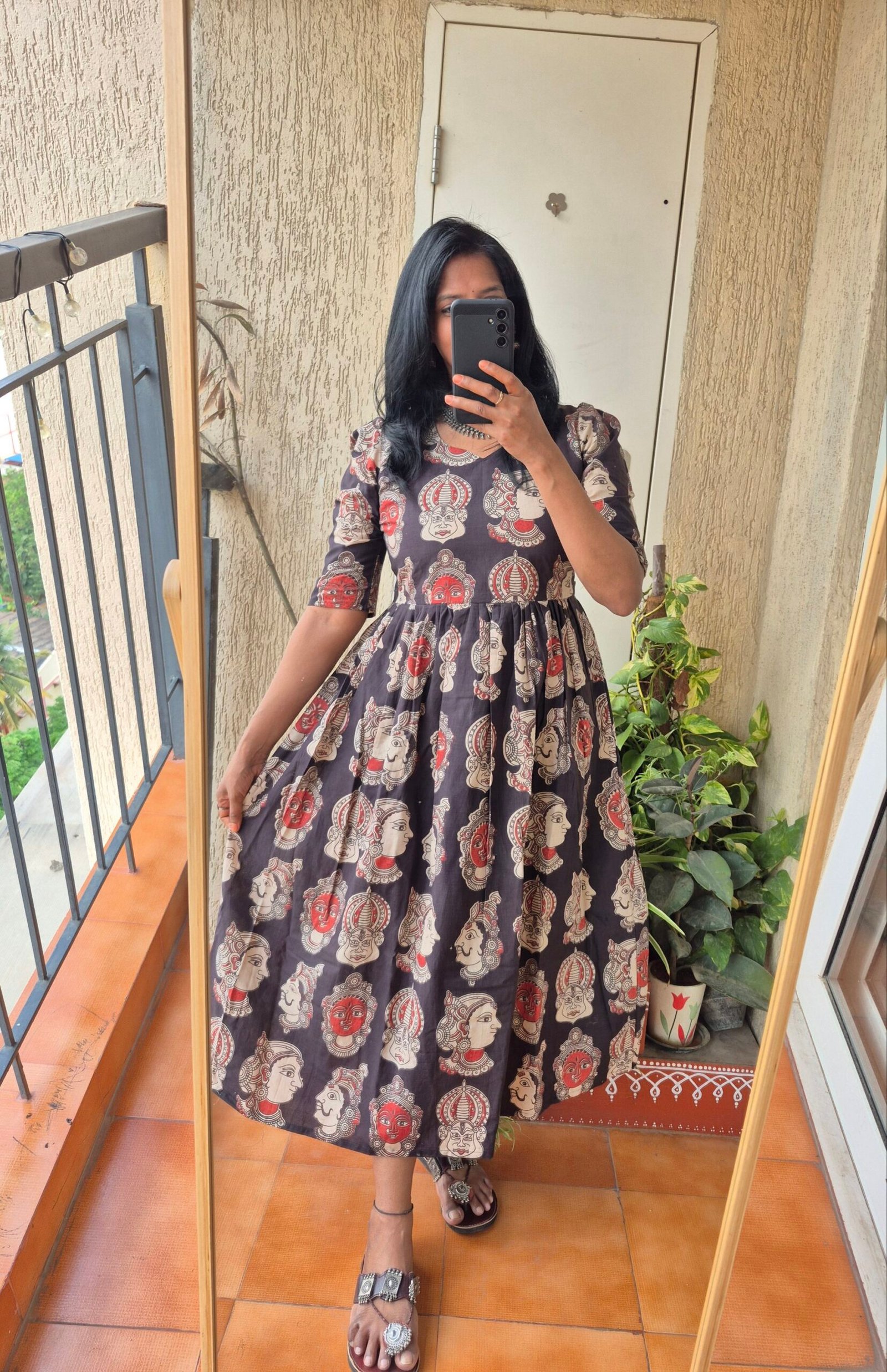 Black Kathakali cotton dress. - Image 3