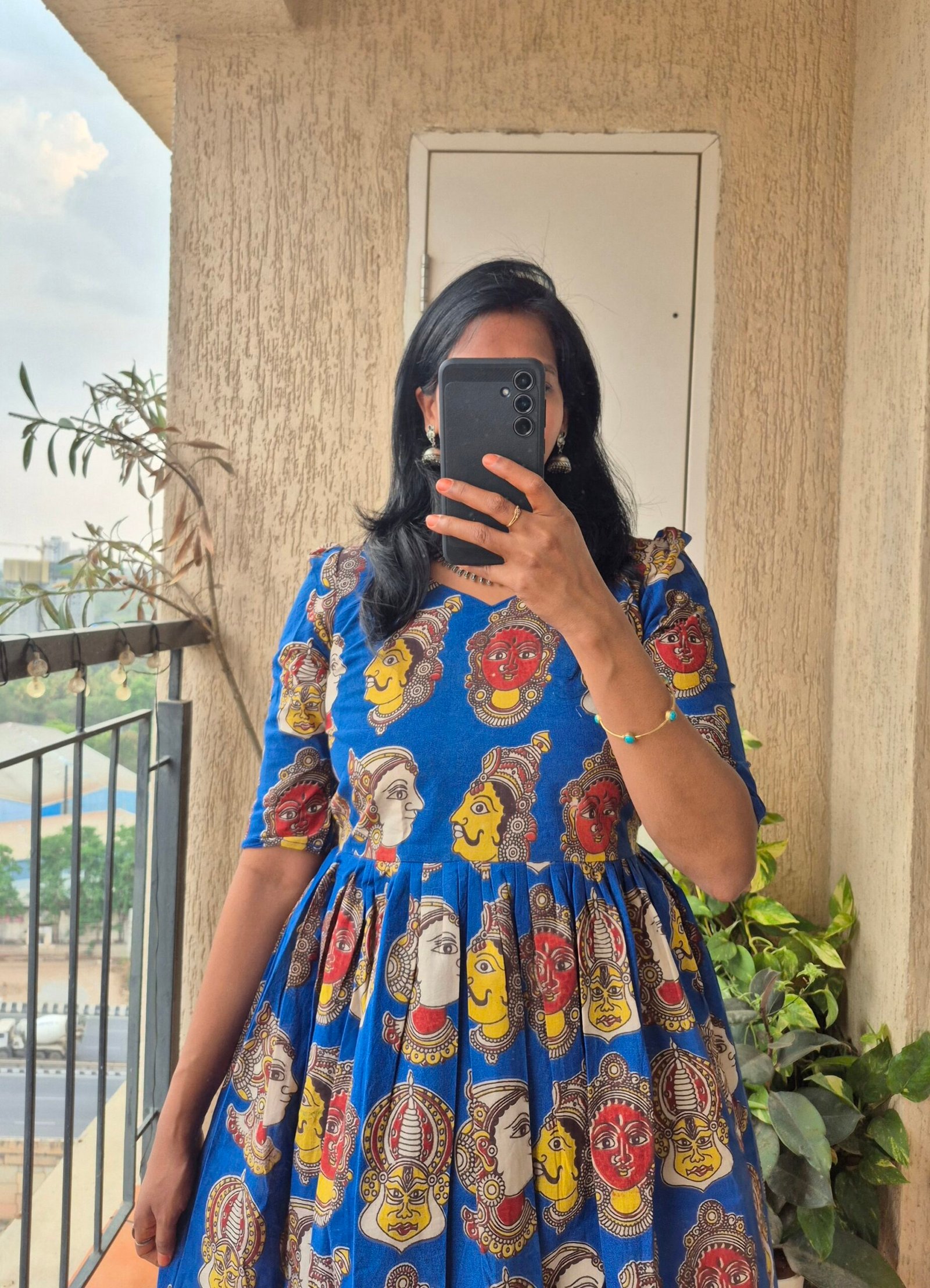 Blue Kathakali cotton dress. - Image 3