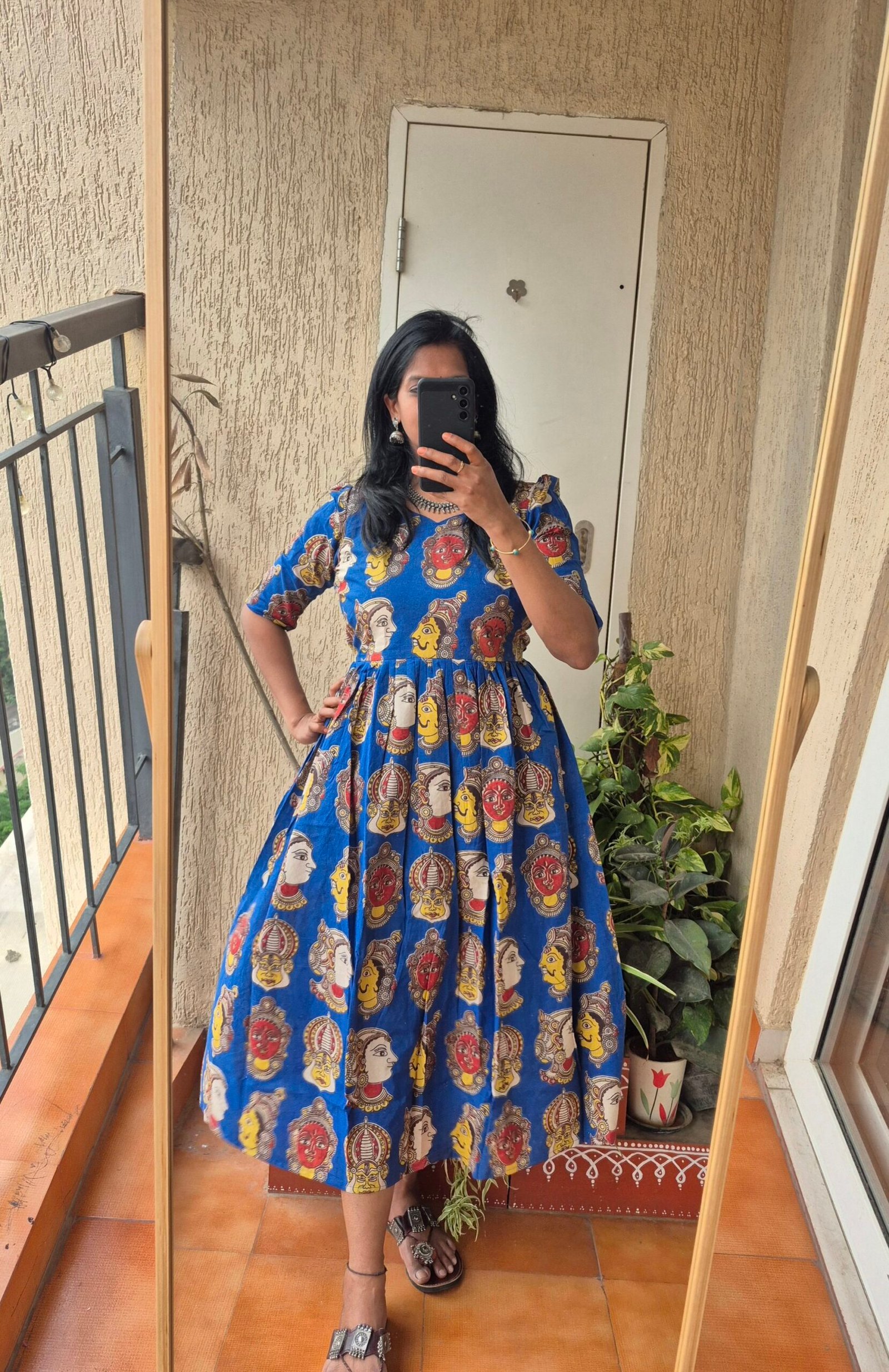 Blue Kathakali cotton dress. - Image 2