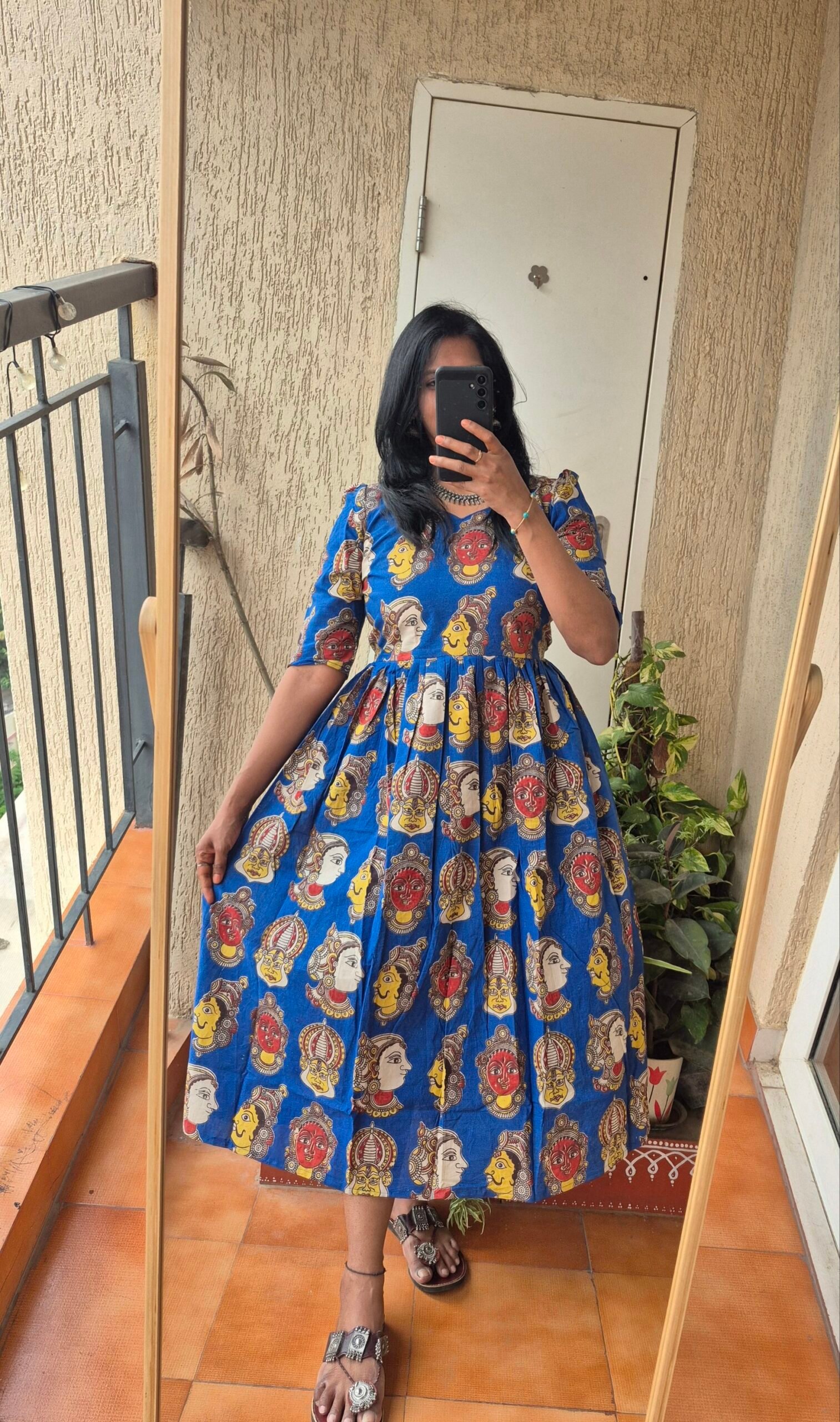 Blue Kathakali cotton dress.