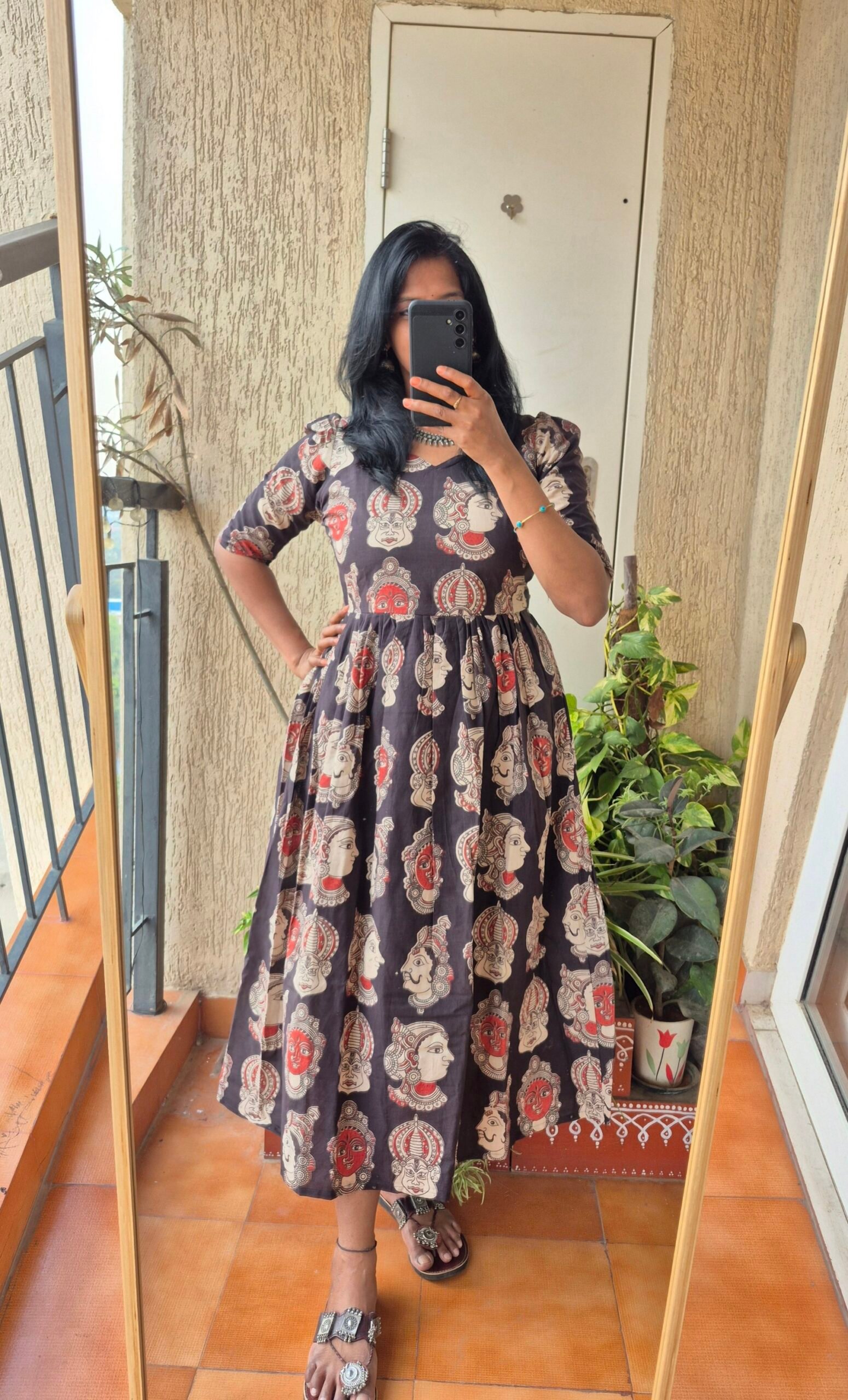 Black Kathakali cotton dress. - Image 2