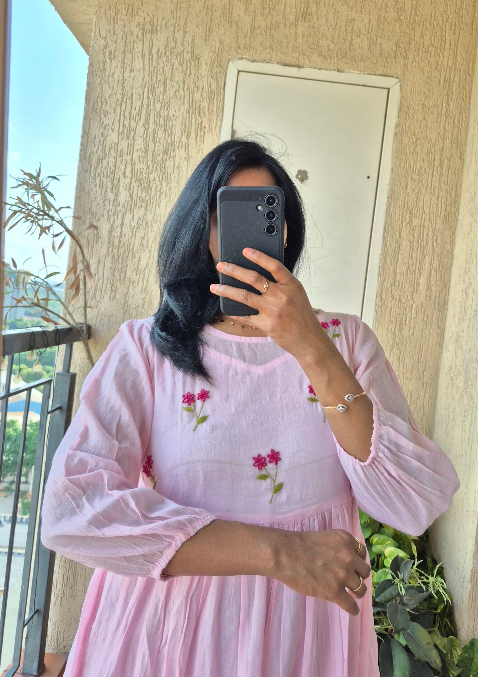 Baby pink 2 piece mul cotton dress. - Image 3