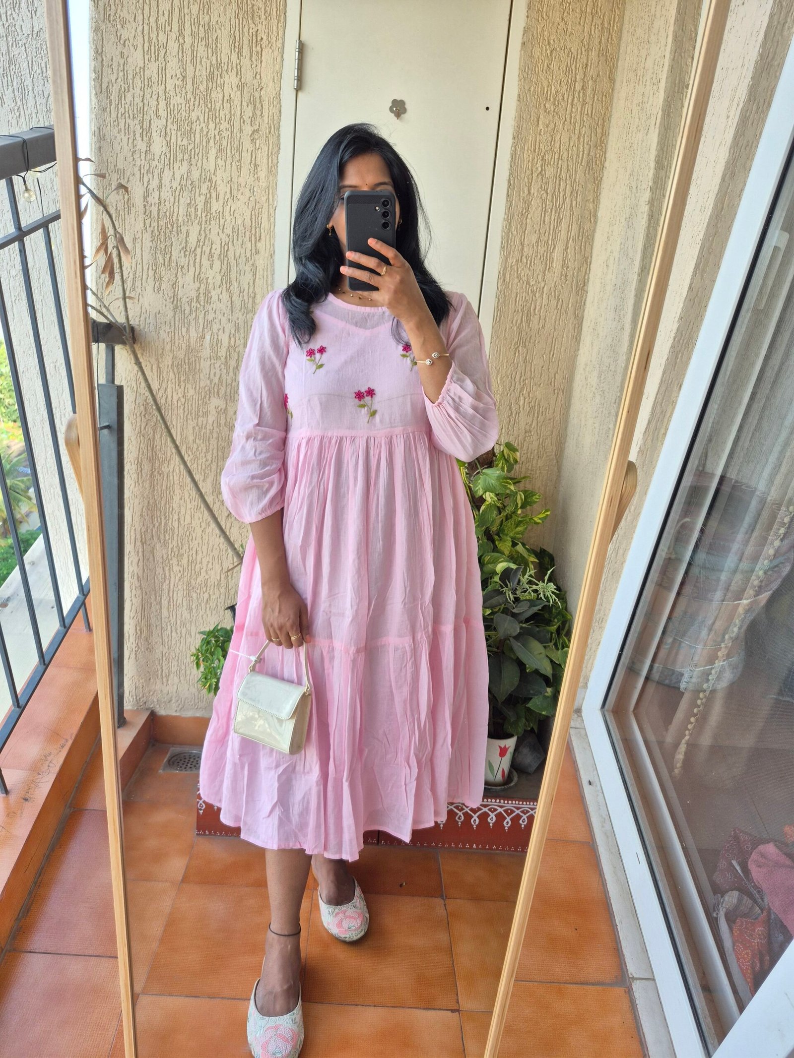 Baby pink 2 piece mul cotton dress. - Image 4