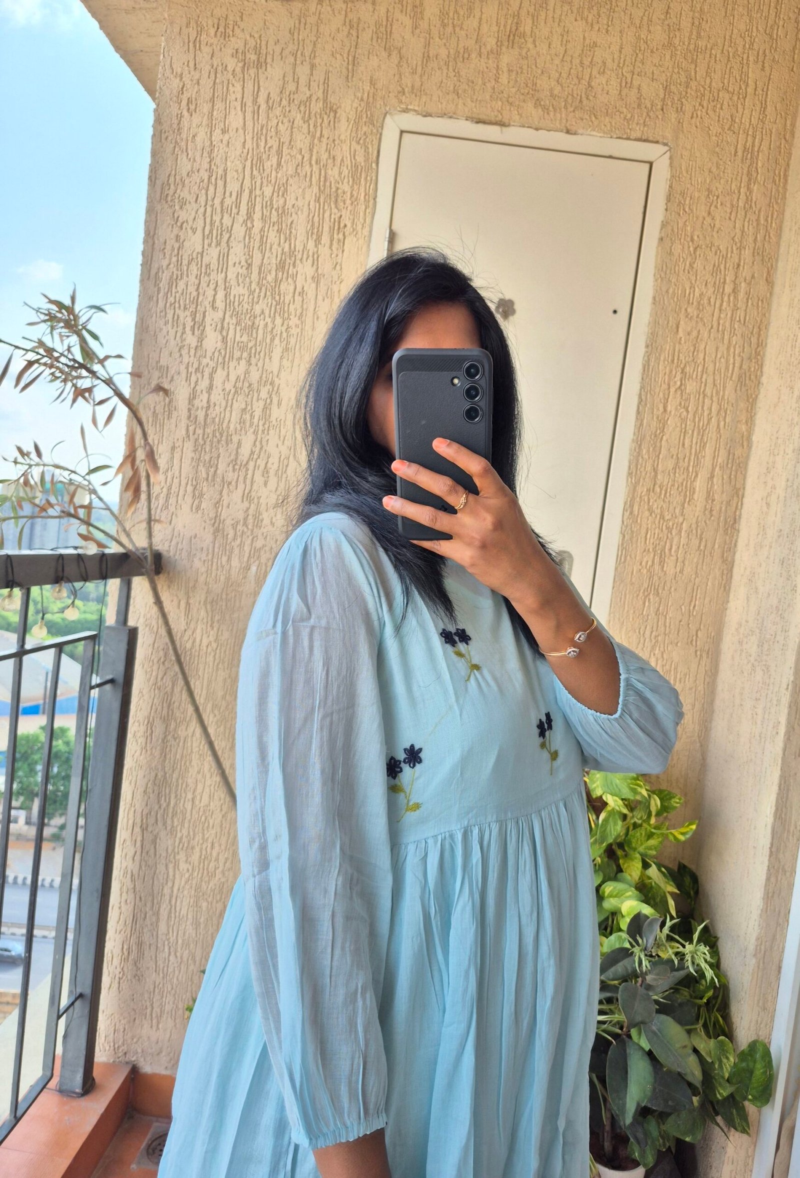 Powder blue 2 piece mul cotton dress. - Image 7