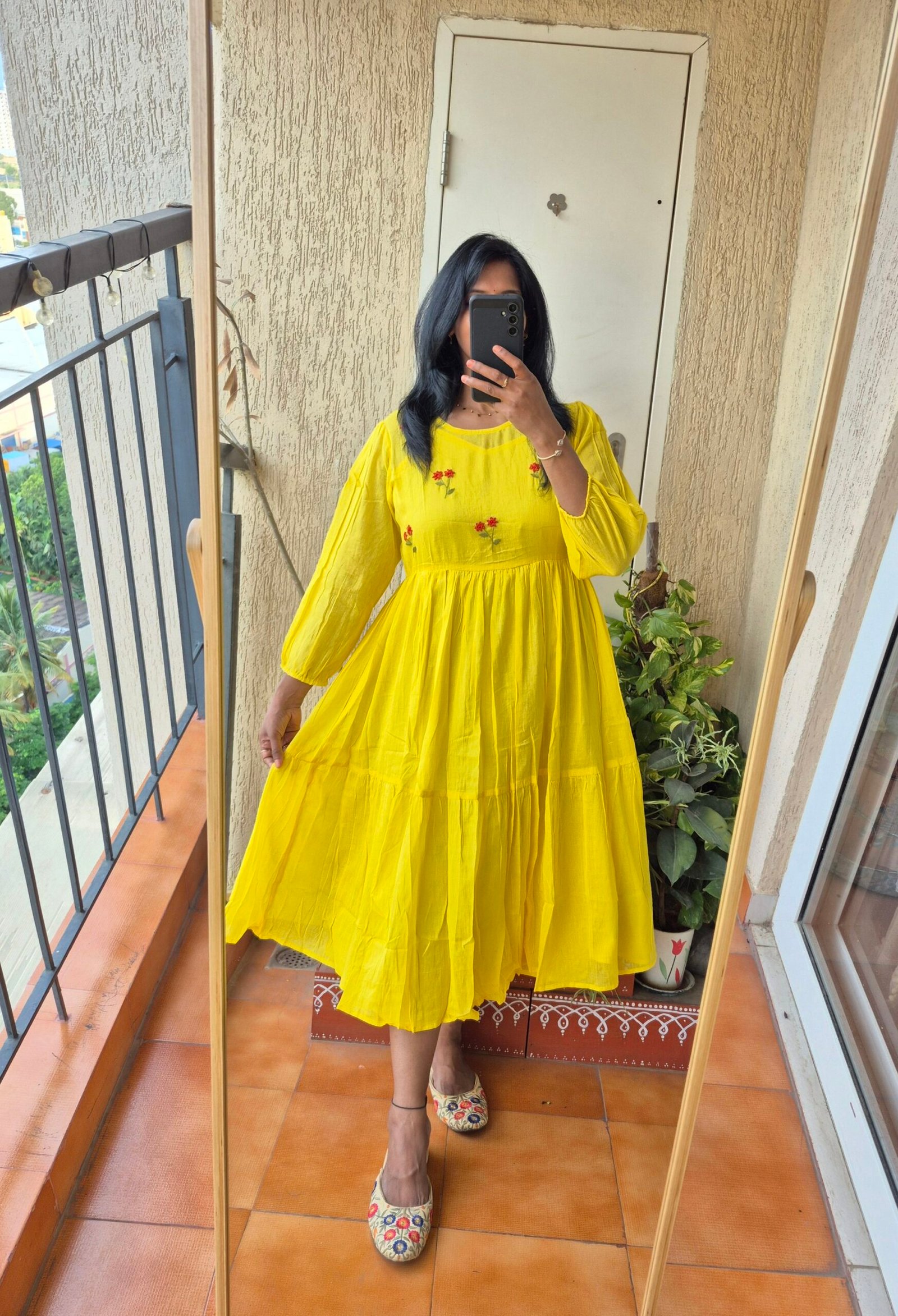 Haldi yellow 2 piece mul cotton dress. - Image 2