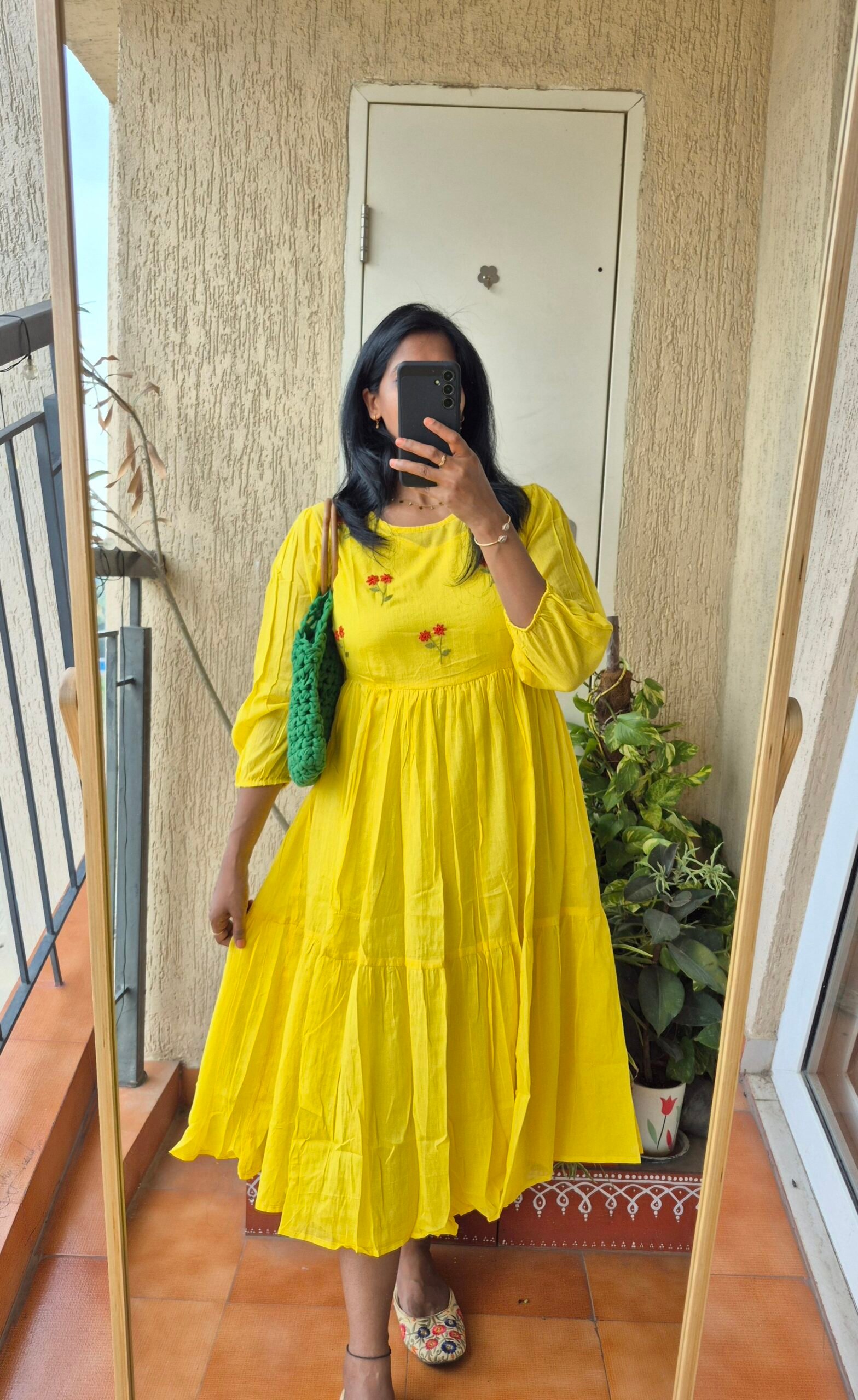 Haldi yellow 2 piece mul cotton dress. - Image 5