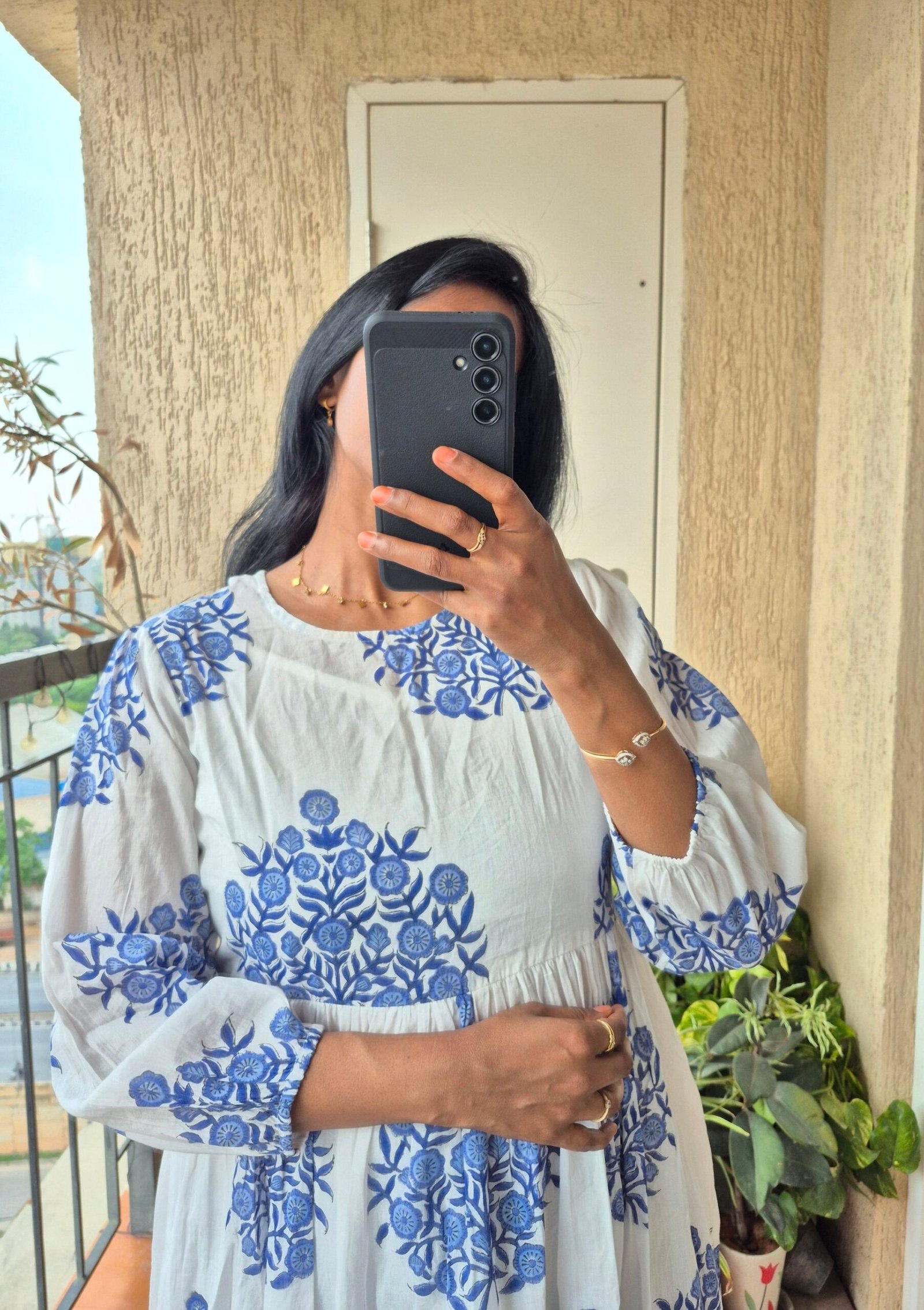 Blue handblock 2 piece mul cotton dress - Image 6
