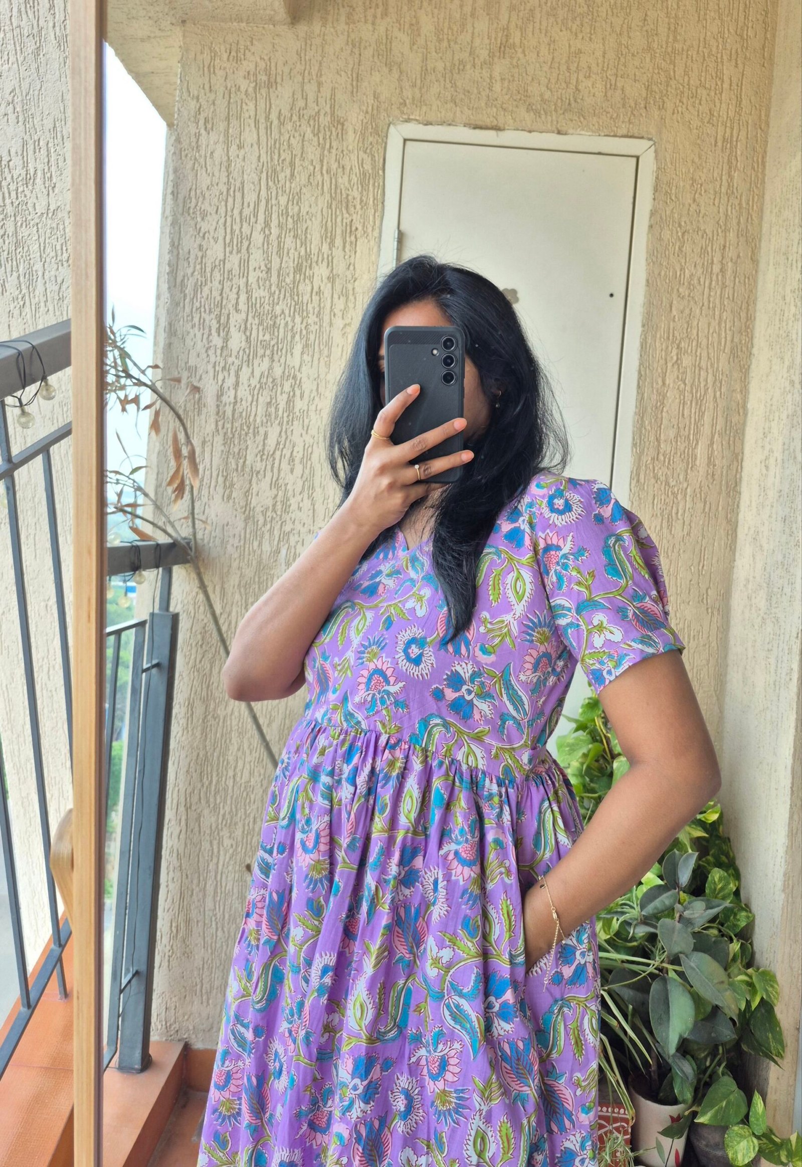 Lilac floral cotton dress. - Image 7
