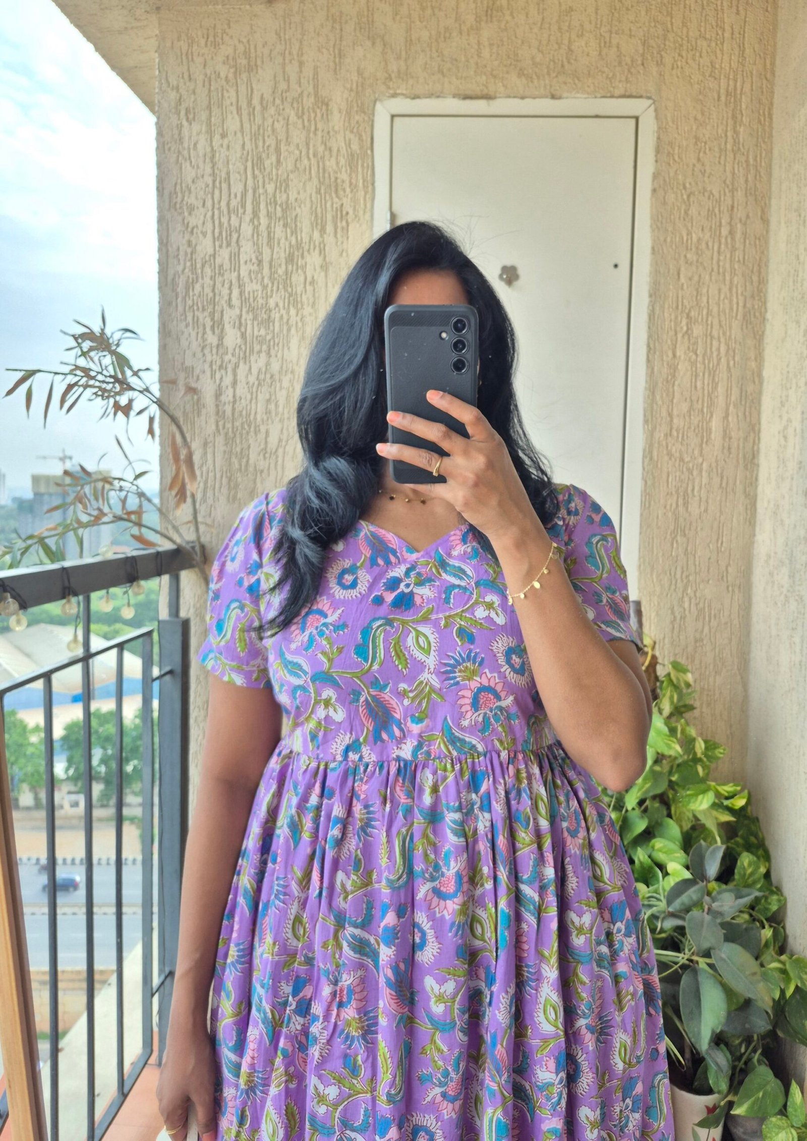 Lilac floral cotton dress. - Image 6