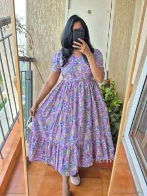 Lilac floral cotton dress.