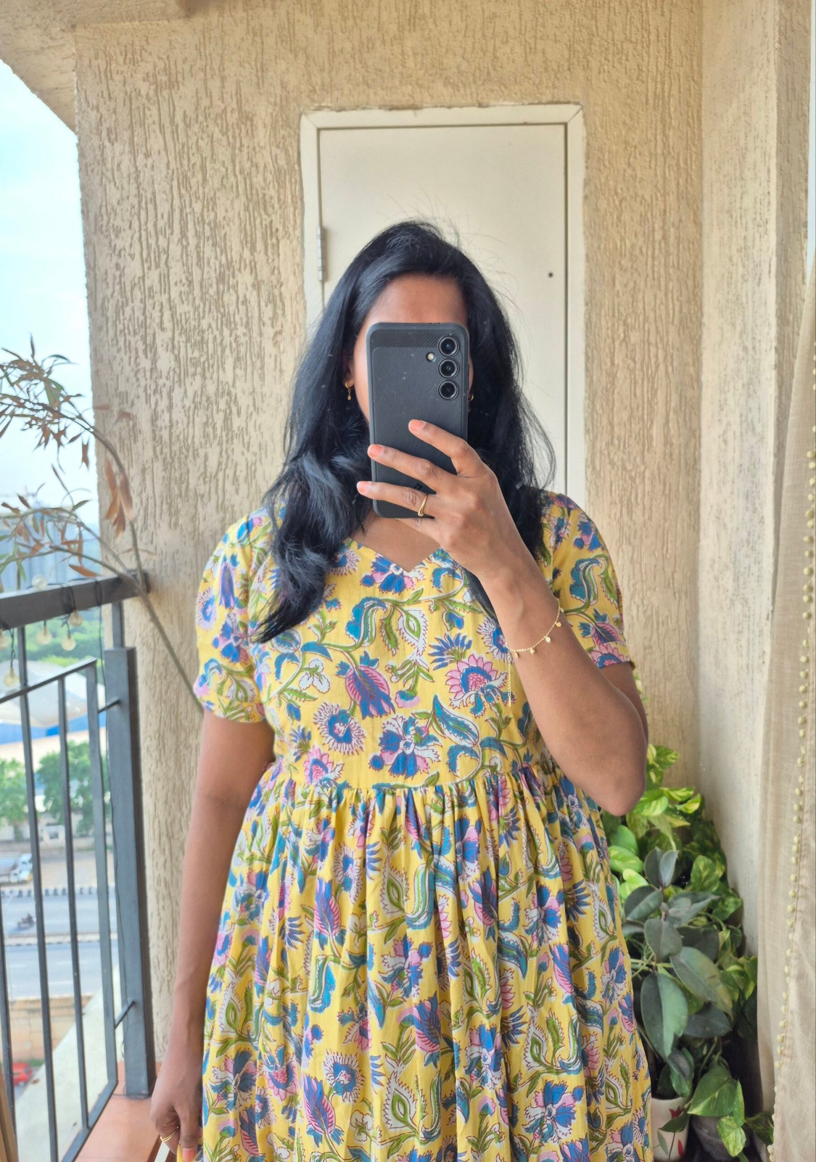Lemon yellow floral cotton dress. - Image 6