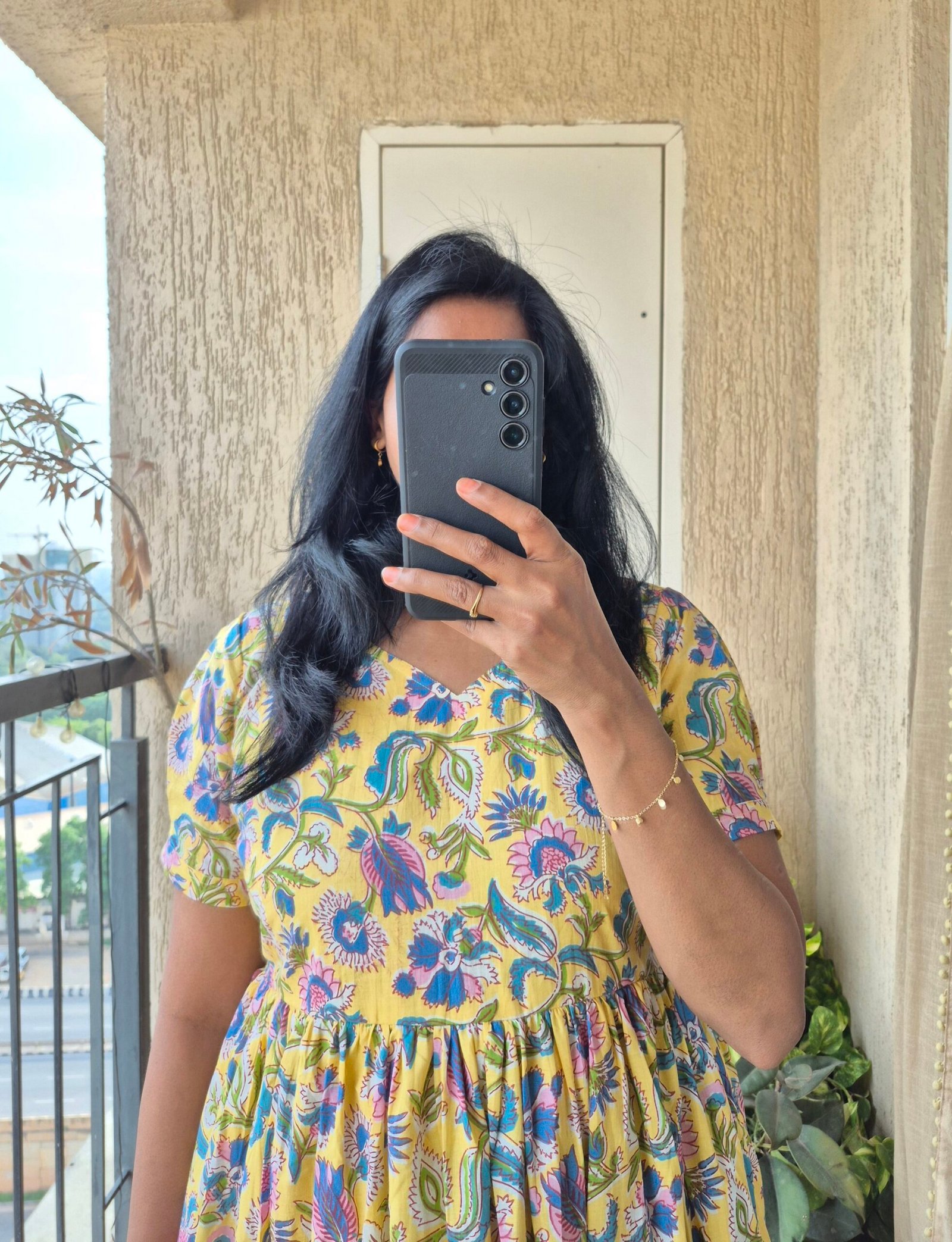 Lemon yellow floral cotton dress. - Image 7