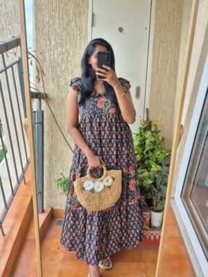Blue bold floral La La long dress