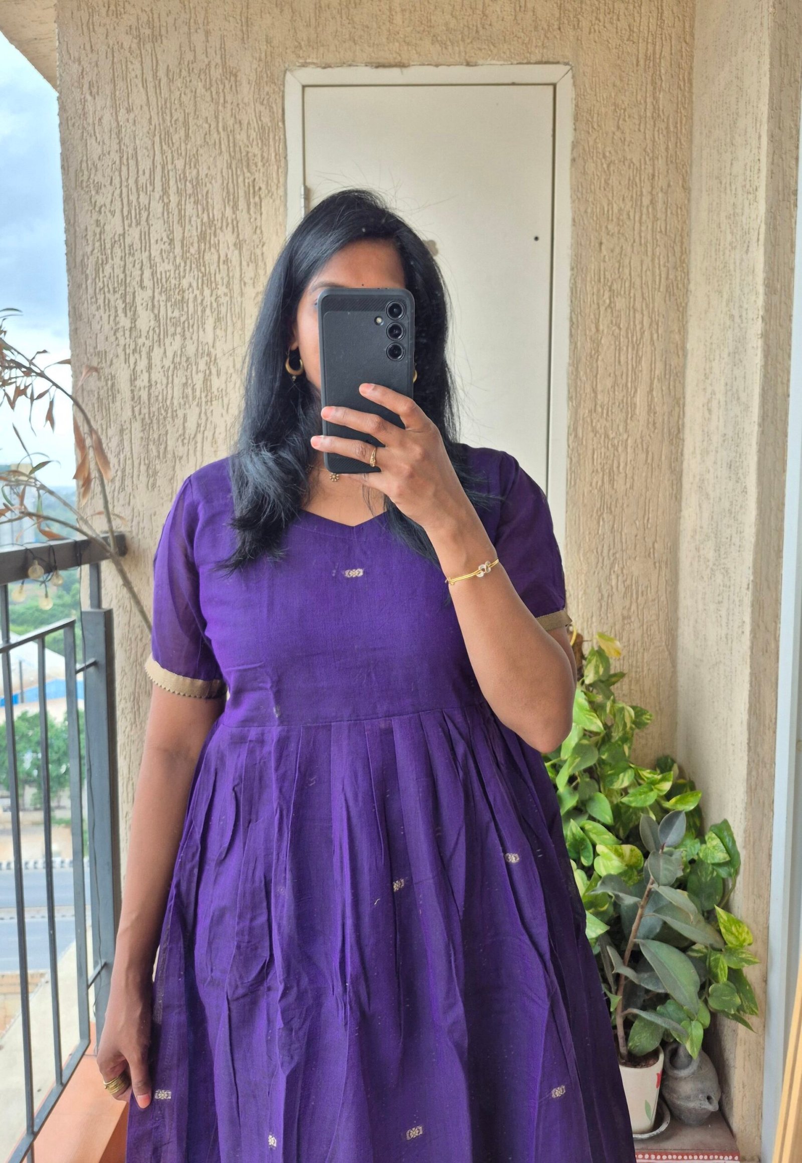 Purple Narayanpet cotton dress. - Image 3