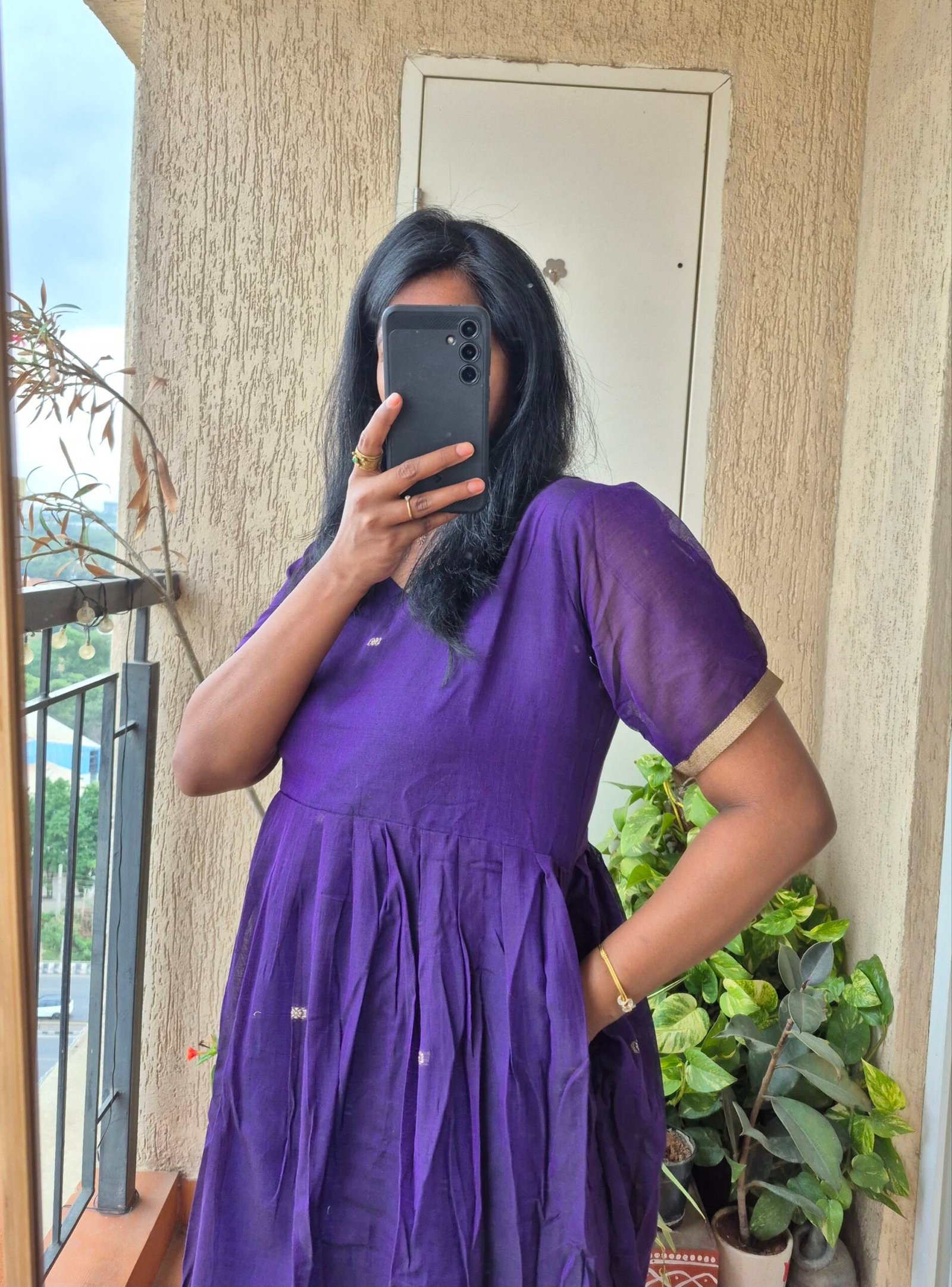 Purple Narayanpet cotton dress. - Image 4