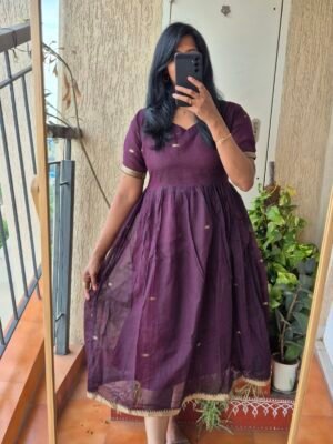 Deep Purple Narayanpet cotton dress.