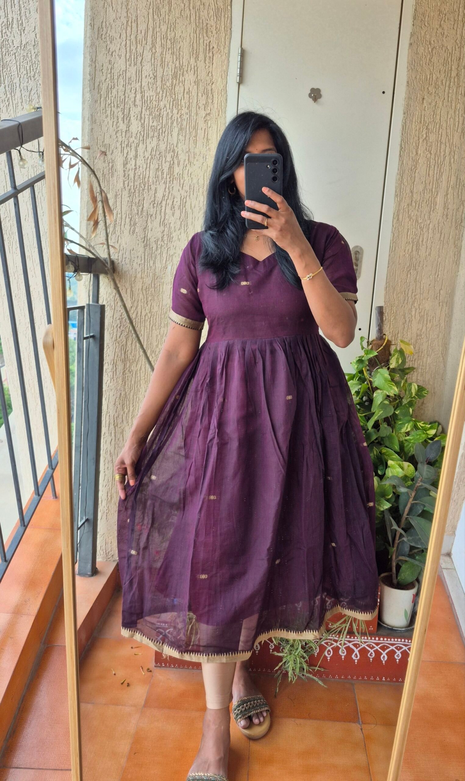 Deep Purple Narayanpet cotton dress.