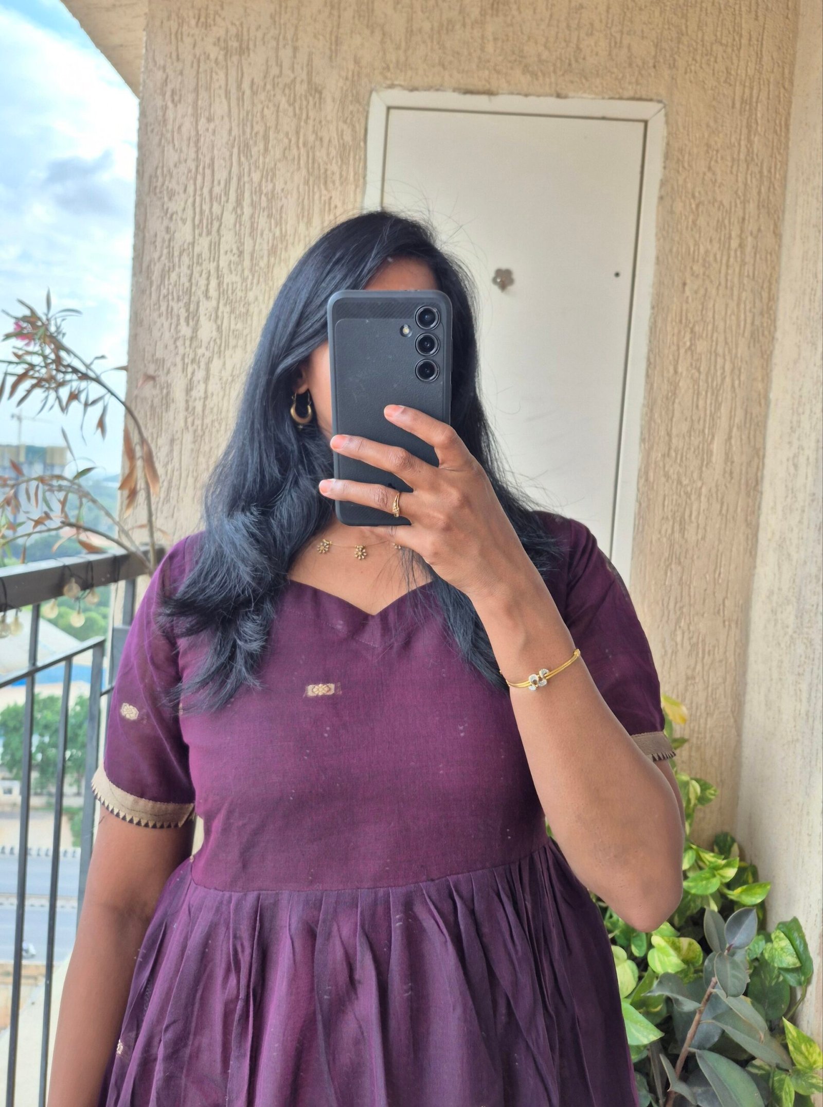 Deep Purple Narayanpet cotton dress. - Image 3