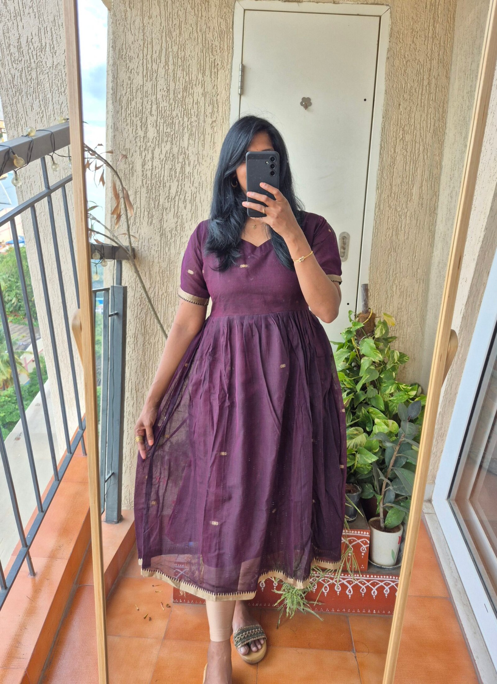 Deep Purple Narayanpet cotton dress. - Image 2