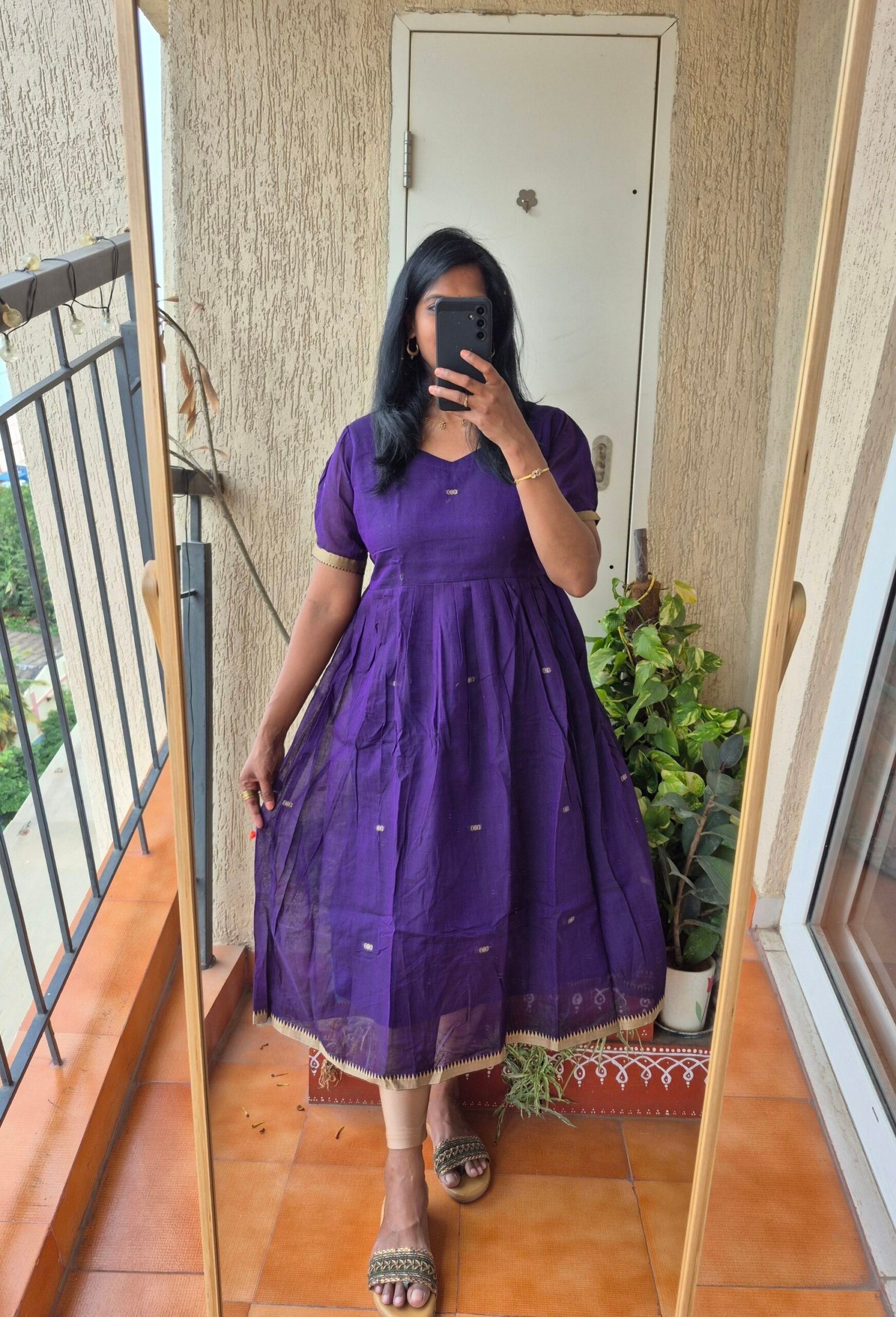 Purple Narayanpet cotton dress. - Image 2
