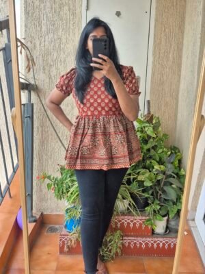 Rust Ajrack peplum top