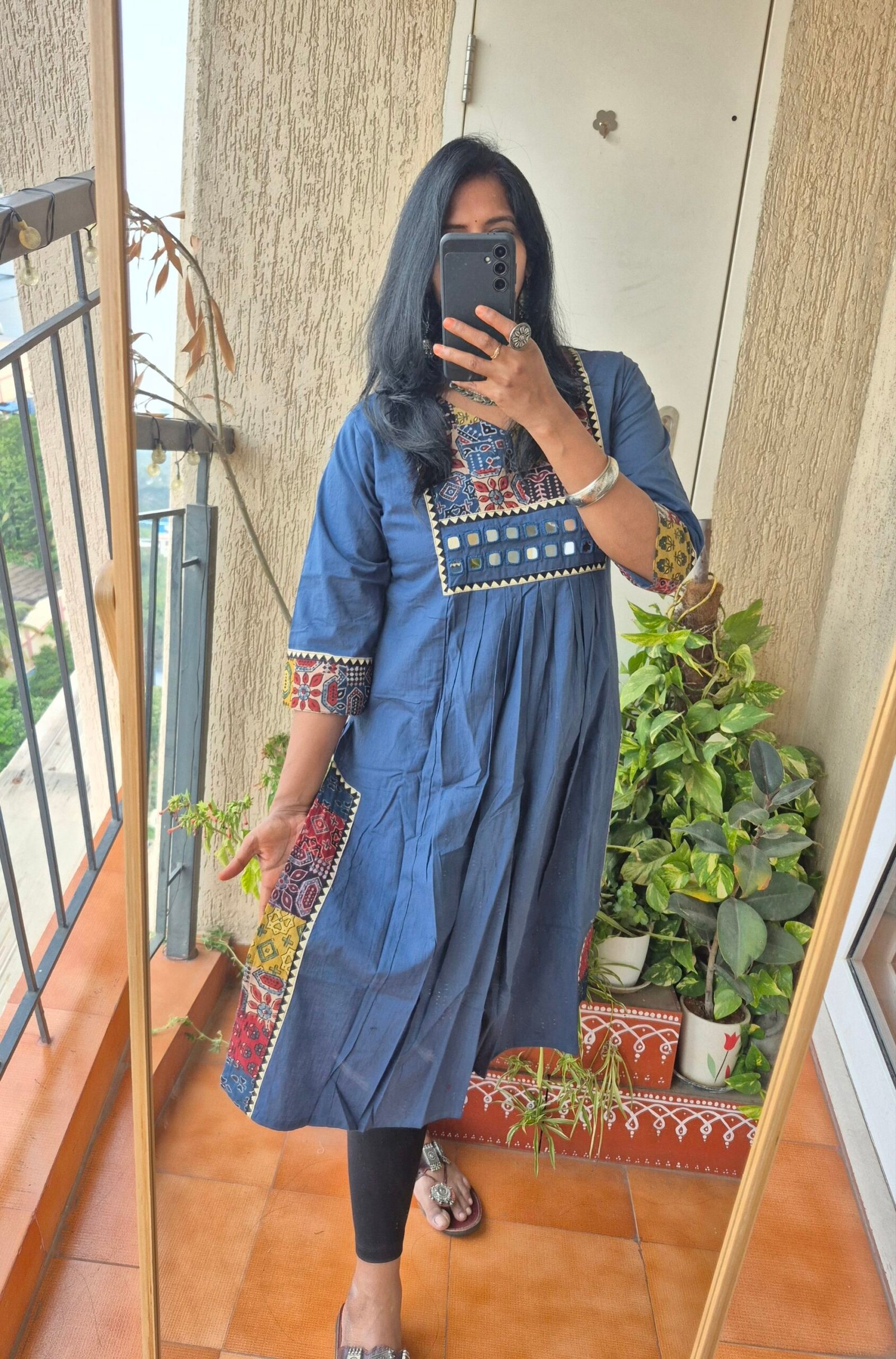 Blue ajrack patch work dress. - Image 5