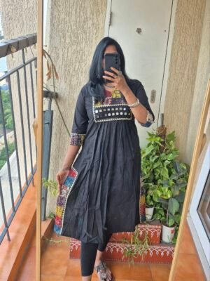 Black Ajrack patch work dress