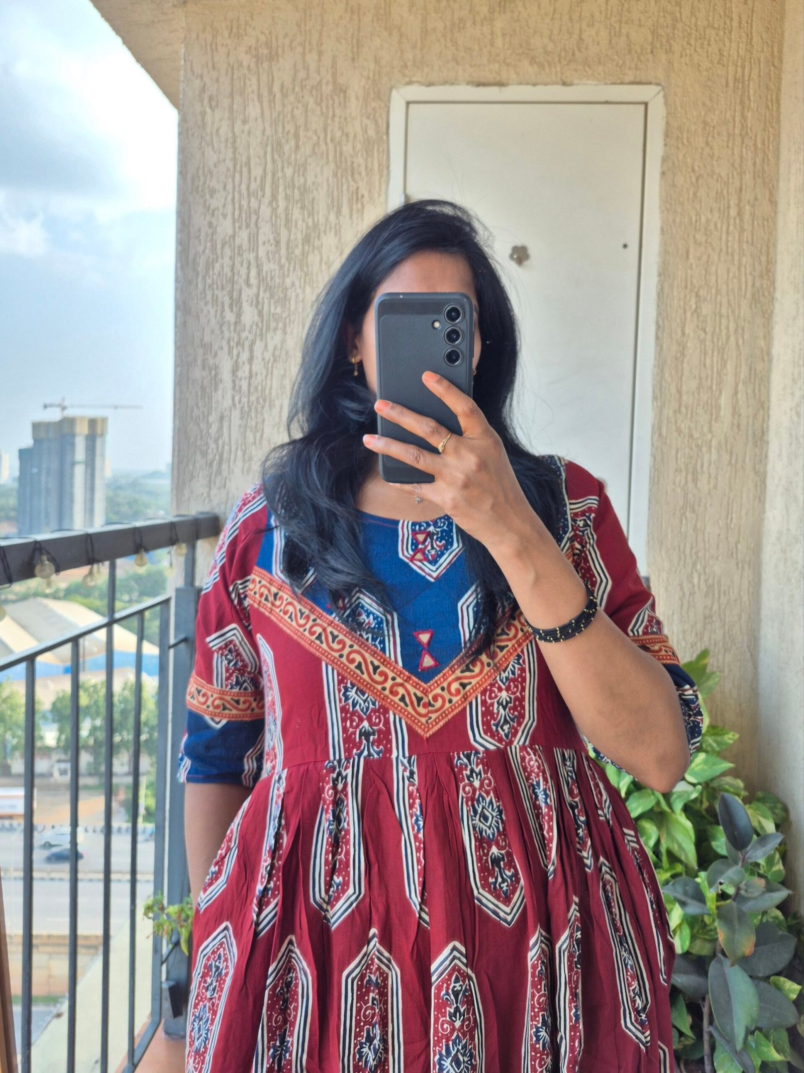 Marron Jarokha mirror work dress. - Image 4