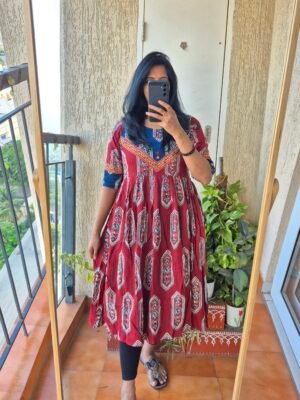 Marron Jarokha mirror work dress.