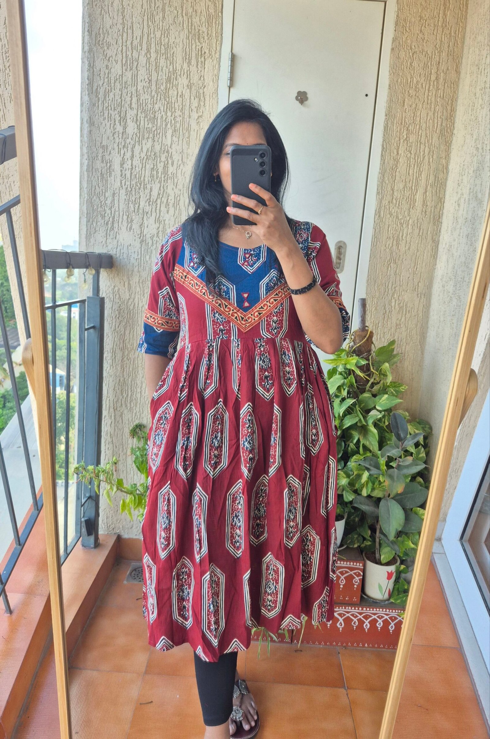 Marron Jarokha mirror work dress. - Image 6