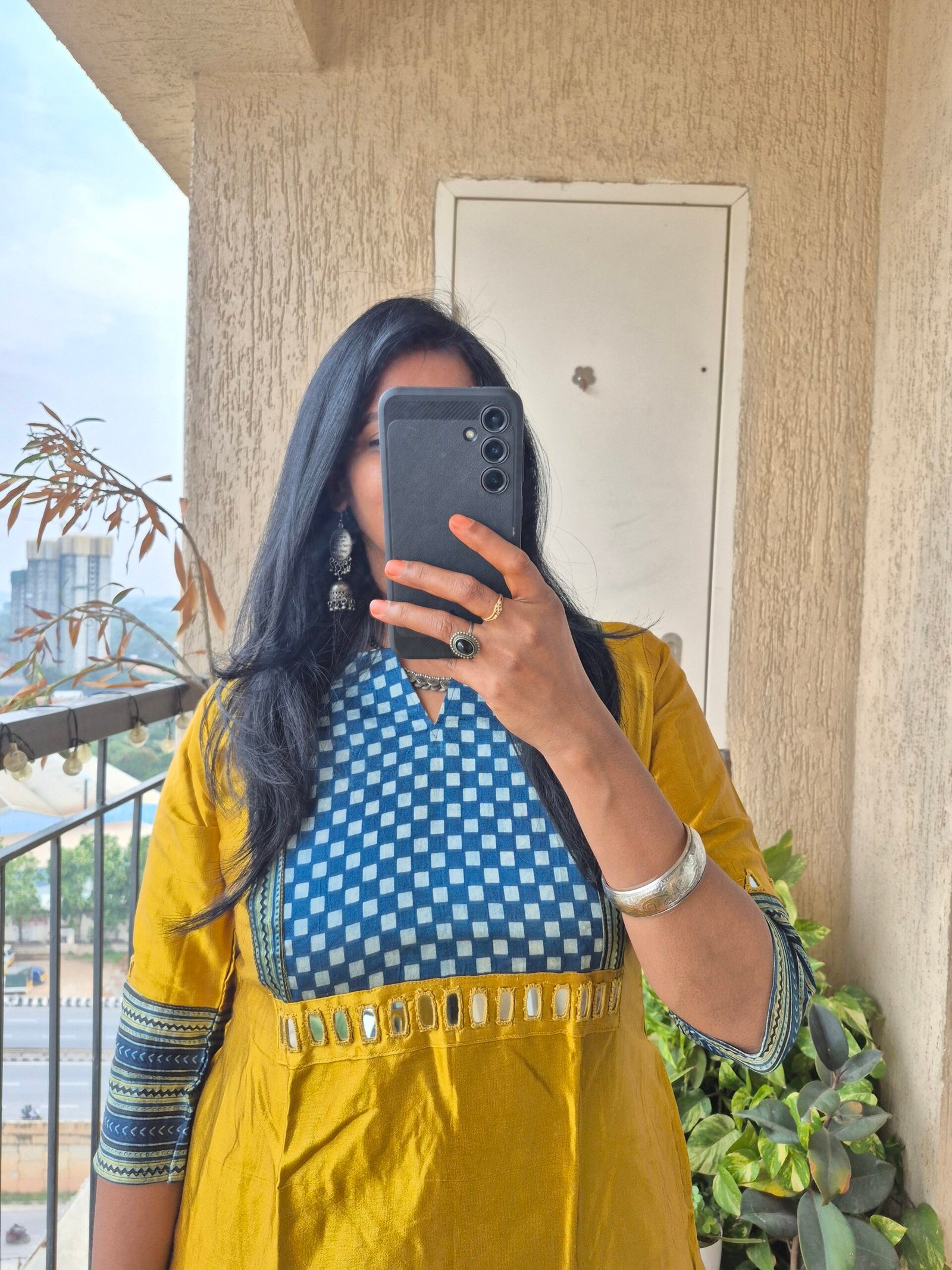 Mustard mashru silk A line dress. - Image 5