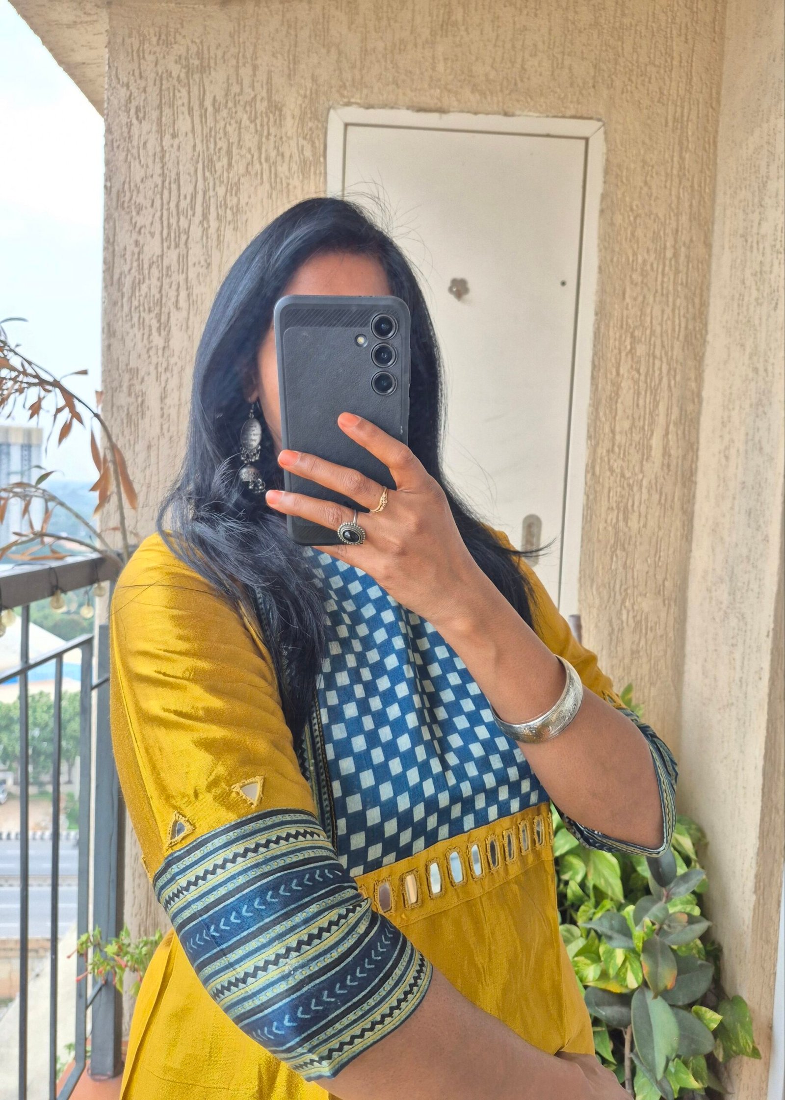 Mustard mashru silk A line dress. - Image 7